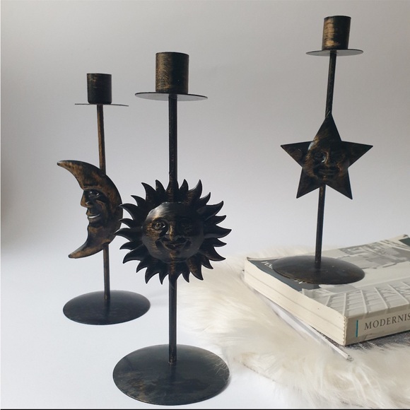 Vintage Celestial Set of 3 Candleholders - Picture 2 of 5